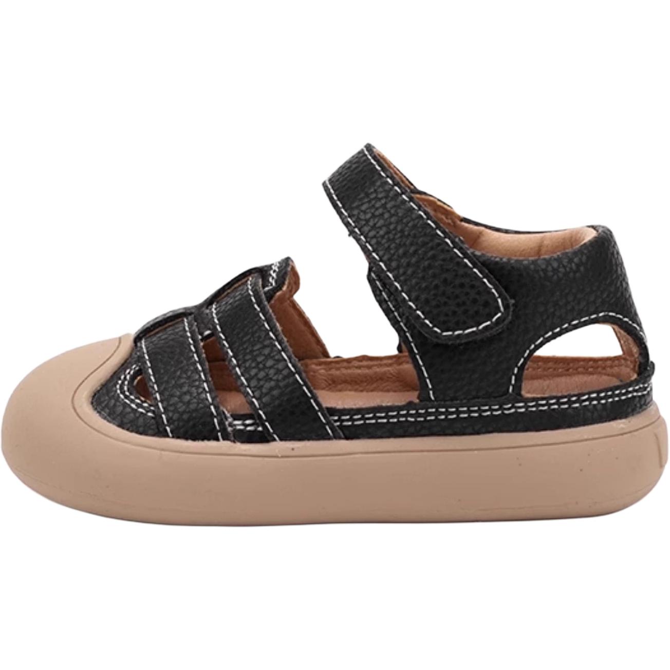 

Детские сандалии с противоскользящей подошвой, защитой от ударов и дышащие QINUOSHU, черный