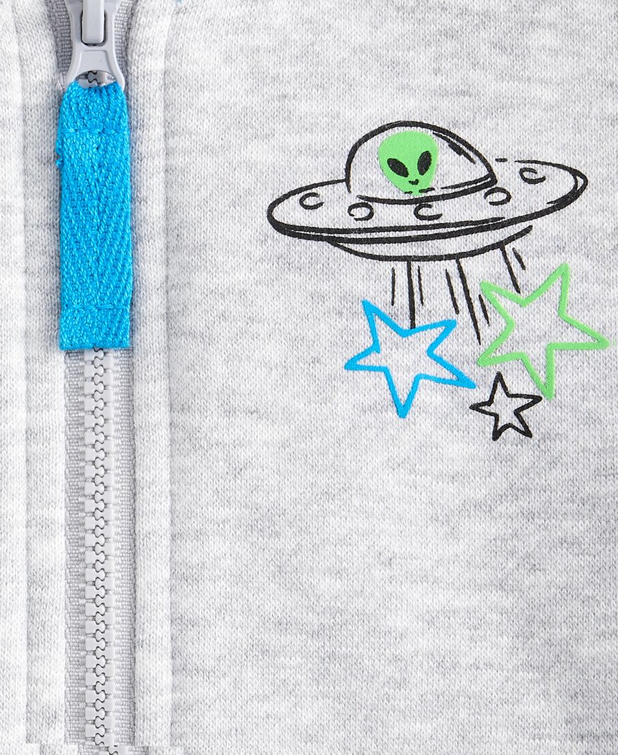 Детская толстовка на молнии с изображением инопланетянина, размер 2T-4T Epic Threads, Sterling Heather — фото 3