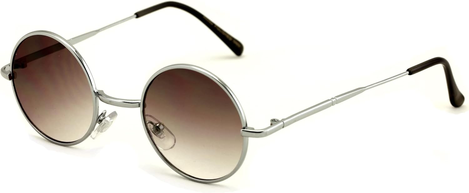 

Повседневные модные солнцезащитные очки Lennon в тонкой металлической оправе, маленькие, круглые, унисекс (серебристые, с градиентными линзами) V.W.E., Silver - Gradient Lens