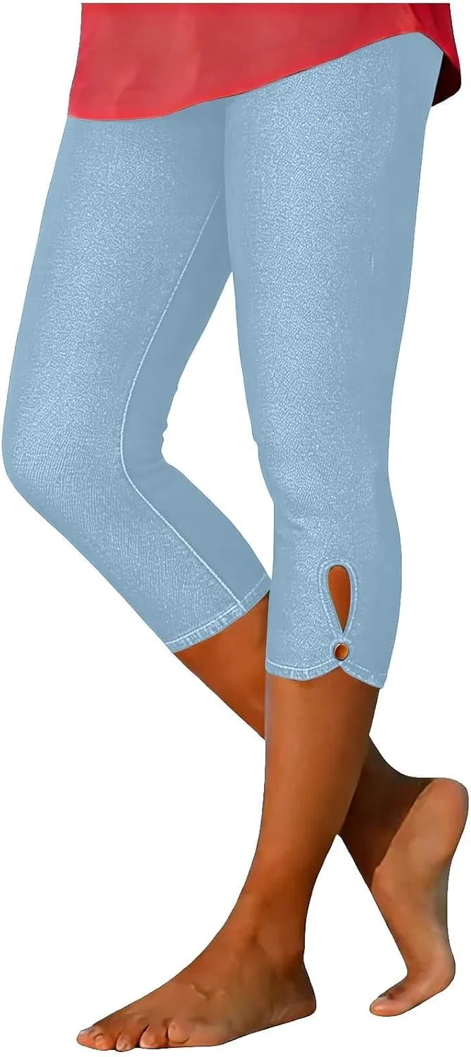 Джинсы капри, рваные, Light Blue