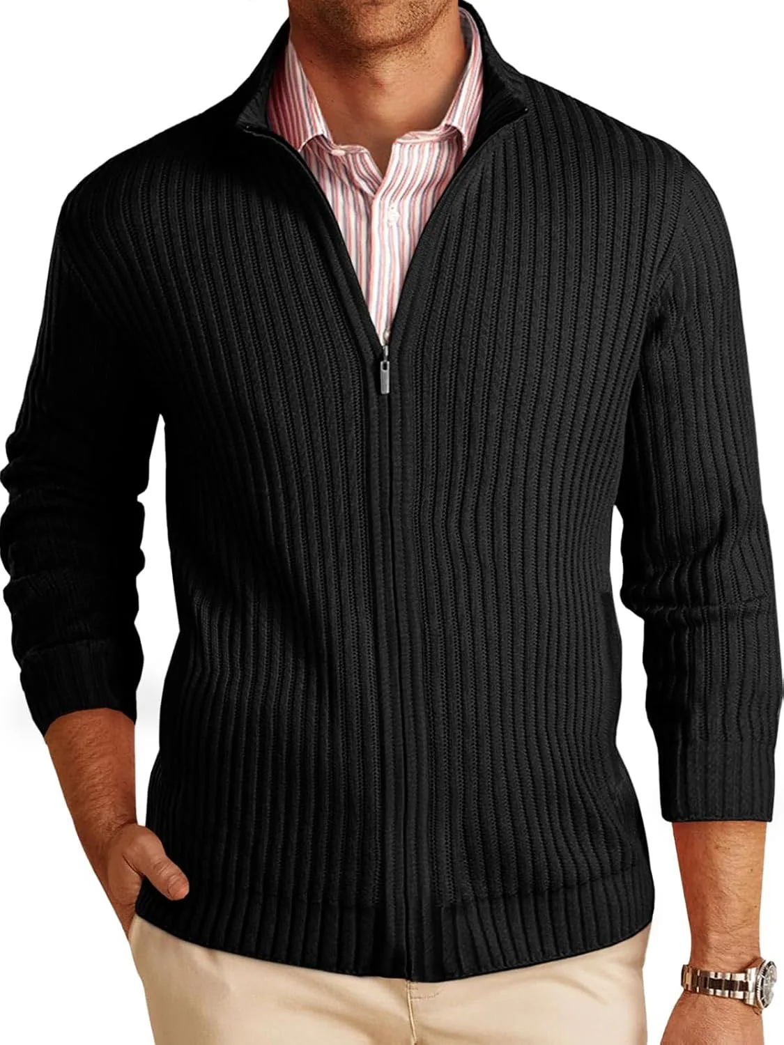 

Толстый вязаный кардиган Runcati с молнией и воротником стойкой