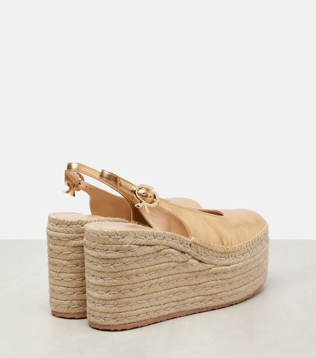 Металлические кожаные эспадрильи на платформе Gianvito Rossi, Mekong+Naturale — фото 2