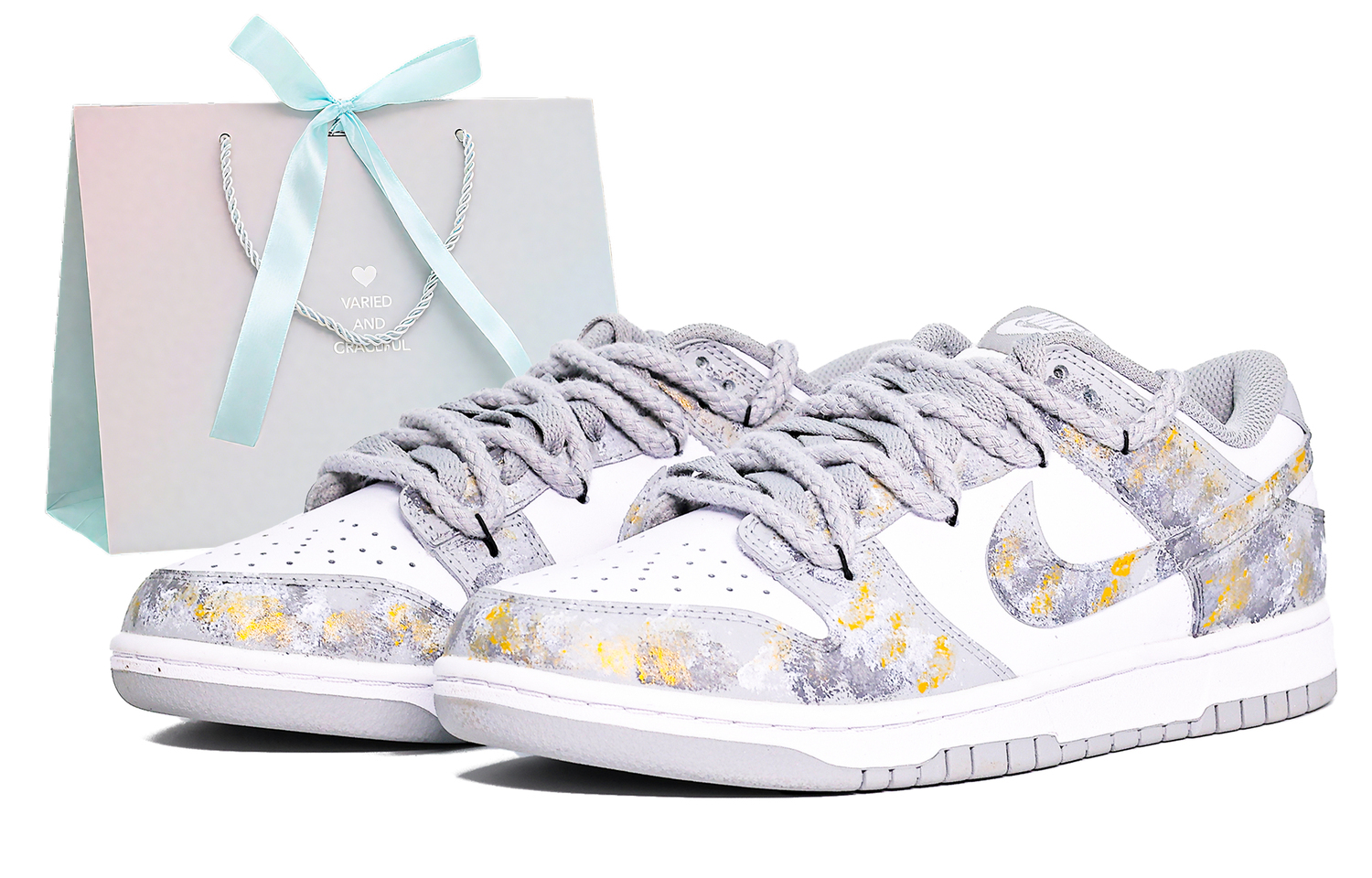 

Кроссовки для скейтбординга unisex низкие с технологией Dunk, износостойкие, с золотым Nike, светло-серый