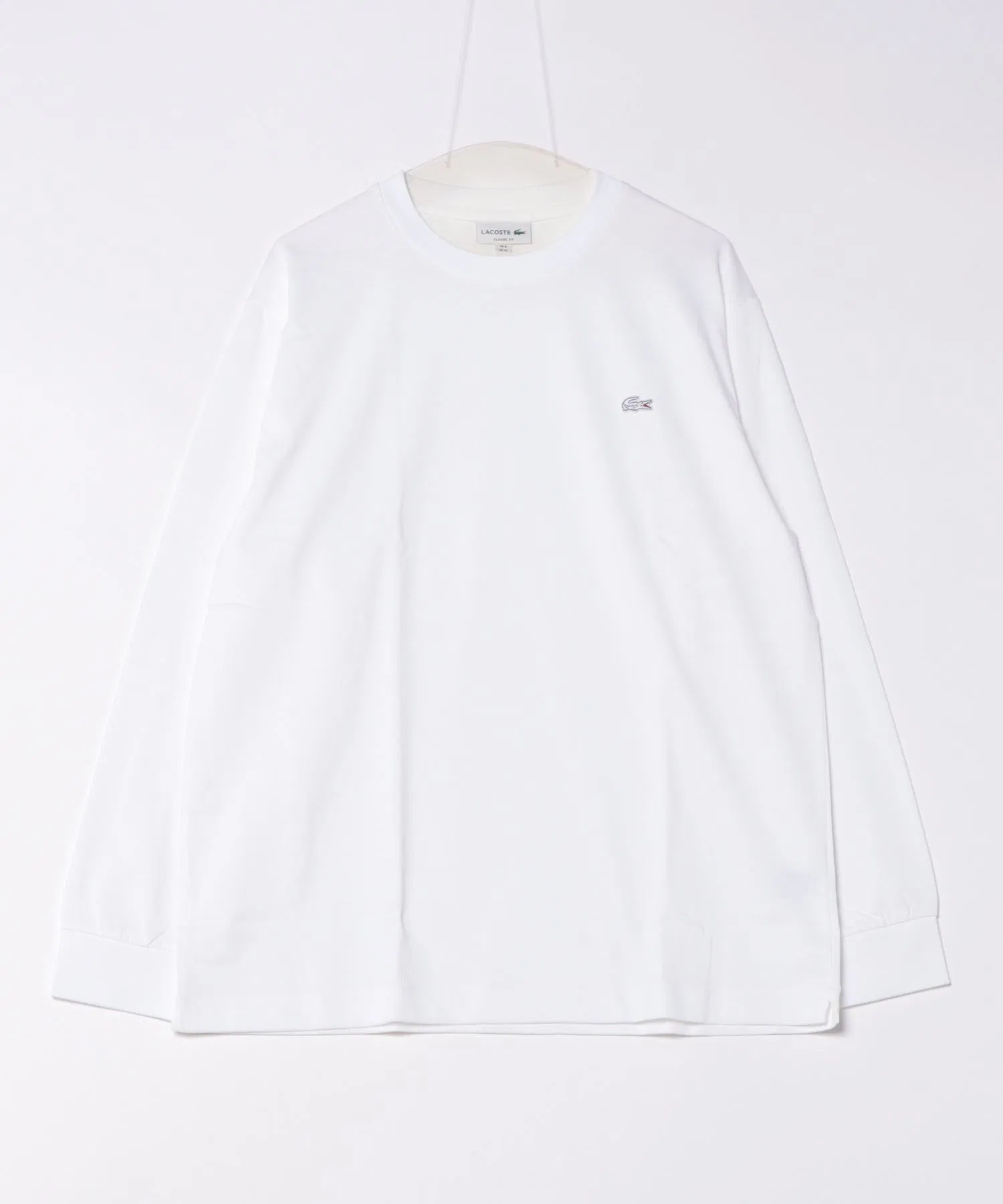 Мужская футболка LACOSTE базовая с длинным рукавом белая