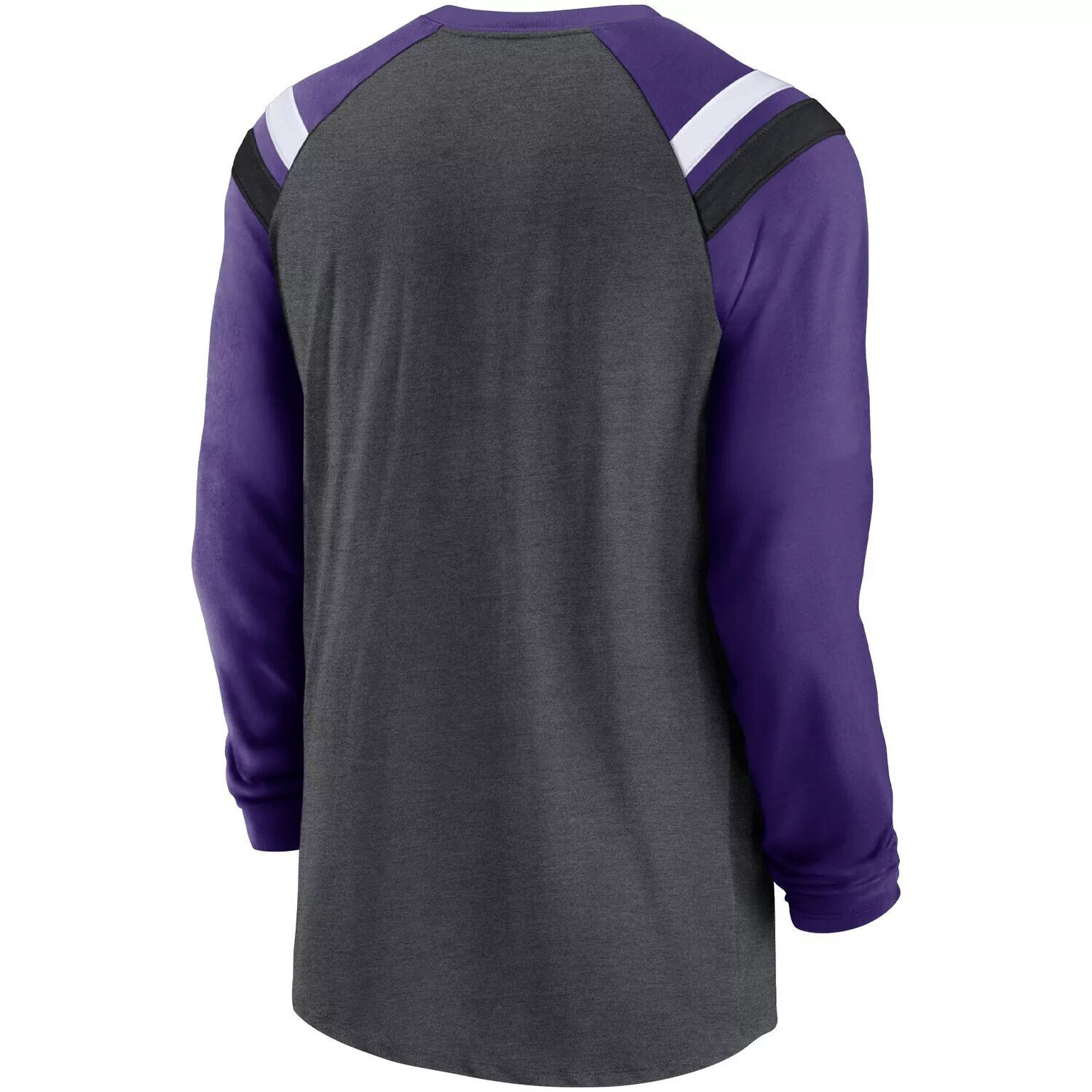 Мужская темно-серая/фиолетовая модная спортивная футболка Minnesota Vikings Tri-Blend реглан с длинными рукавами Nike — фото 3