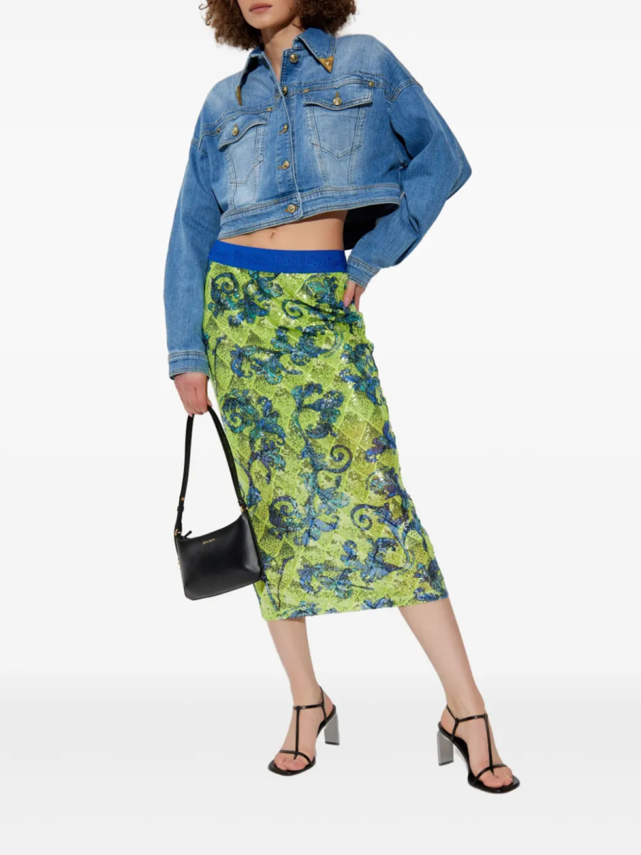 

Юбка миди, украшенная пайетками Versace Jeans Couture, зеленый