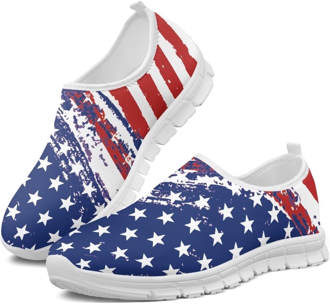 

Мужские слипоны Howilath с принтом флага, повседневные кроссовки для бега, мокасины с противоскользящей подошвой из ЭВА, 11 Aesthetic Stars and Stripes Usa Flag