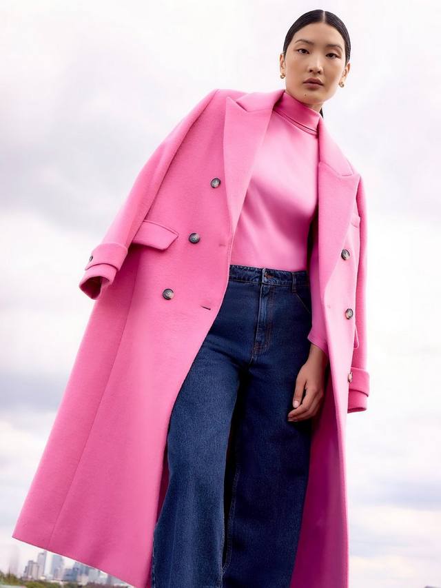 

Укороченное пальто из смесовой шерсти Ro&Zo, Pink