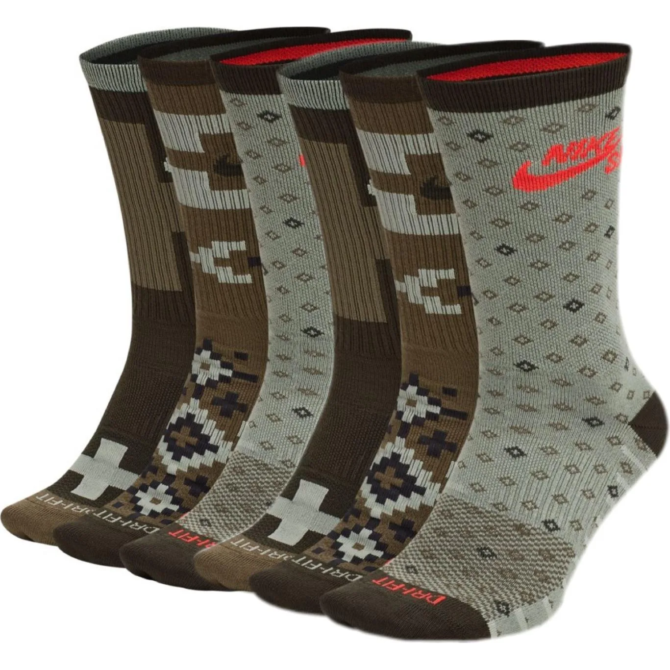 Унисекс носки до середины икры Nike, 6 Pack (Brown) — фото 2