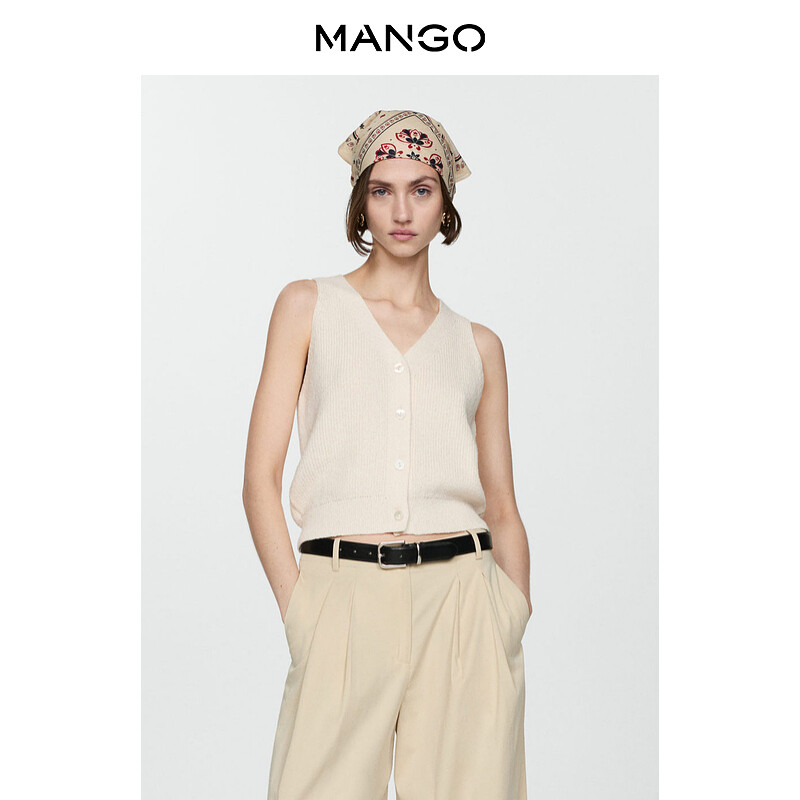

Жилет женский Mango с V-образным вырезом, бежевый