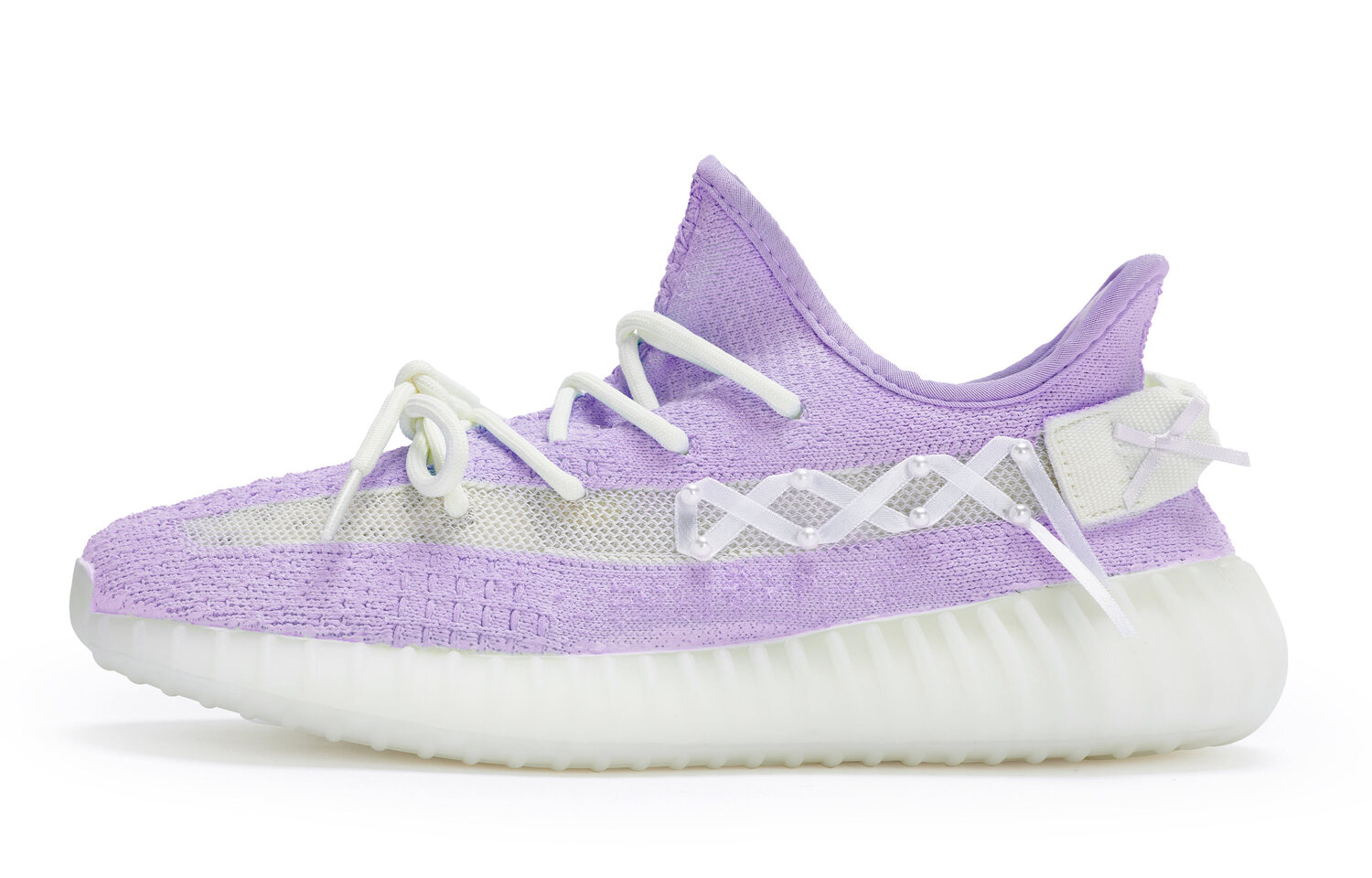 Yeezy Boost 350 V2 Антискользящие Износостойкие Низкие Повседневные Кроссовки Унисекс Белый Фиолетовый Adidas Originals, Фиолетовый Белый — фото 3