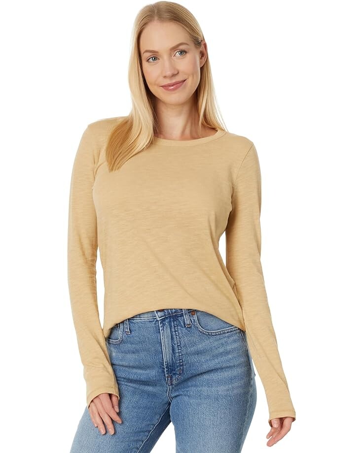 

Футболка Madewell Whisper Cotton Rib-Crewneck Long-Sleeve, цвет Desert Dune