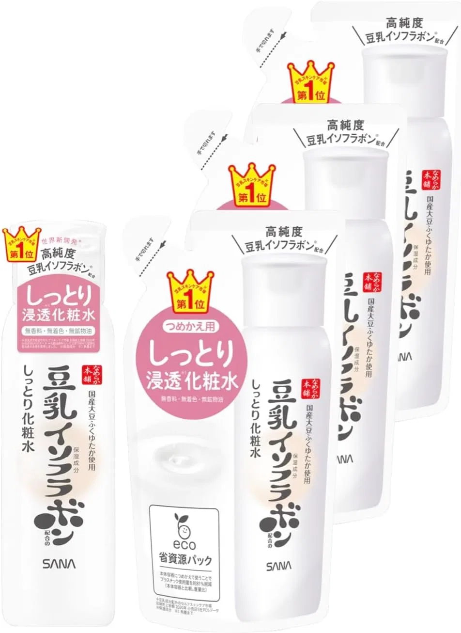 Лосьон для тела увлажняющий Sana NAMERAKA Soy Milk Isoflavone Moist Penetrating Lotion NC, 200 мл + 180 мл x 3