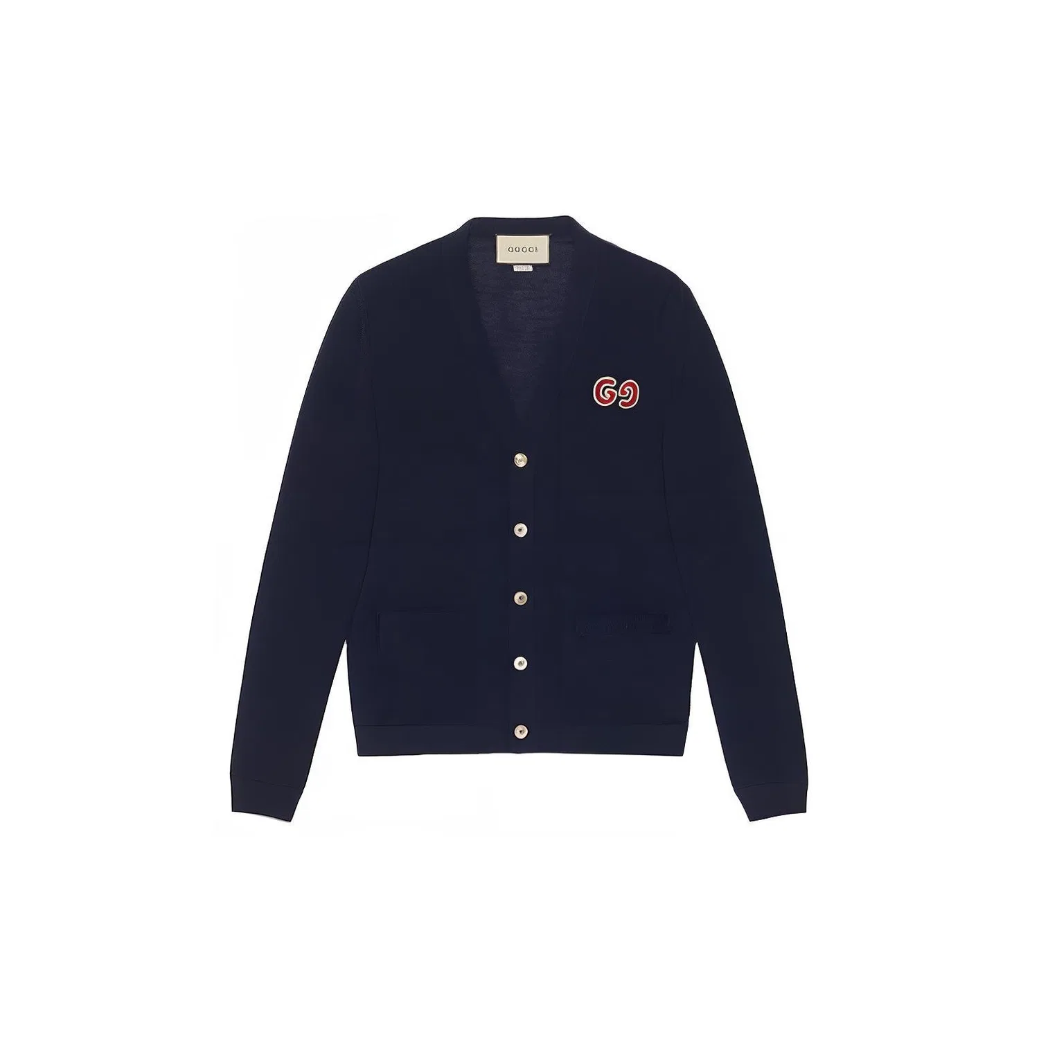 Кардиган GUCCI из шерсти с вышивкой GG, Marine Blue