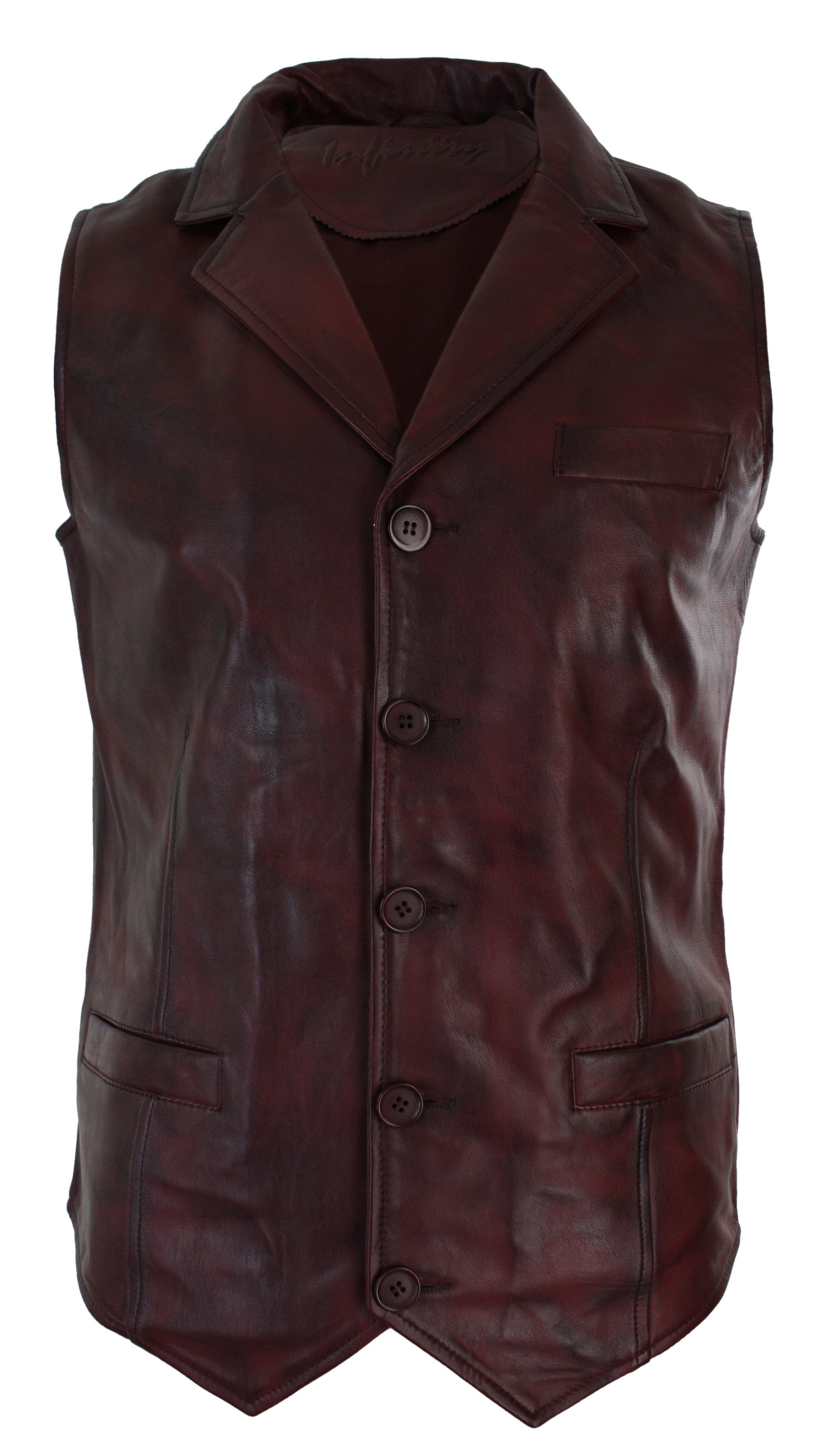 

Элегантный классический кожаный жилет TruClothing, цвет burgundy