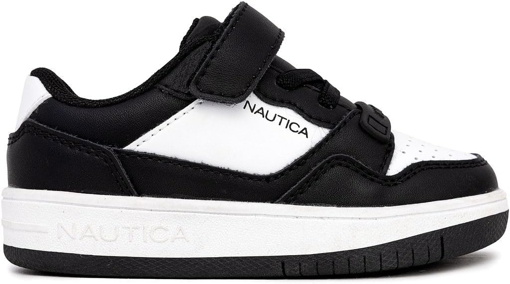 Детские кроссовки Nautica с регулируемыми ремешками, Удобные повседневные кеды для мальчиков и девочек, малышей и маленьких детей, белый/черный — фото 2