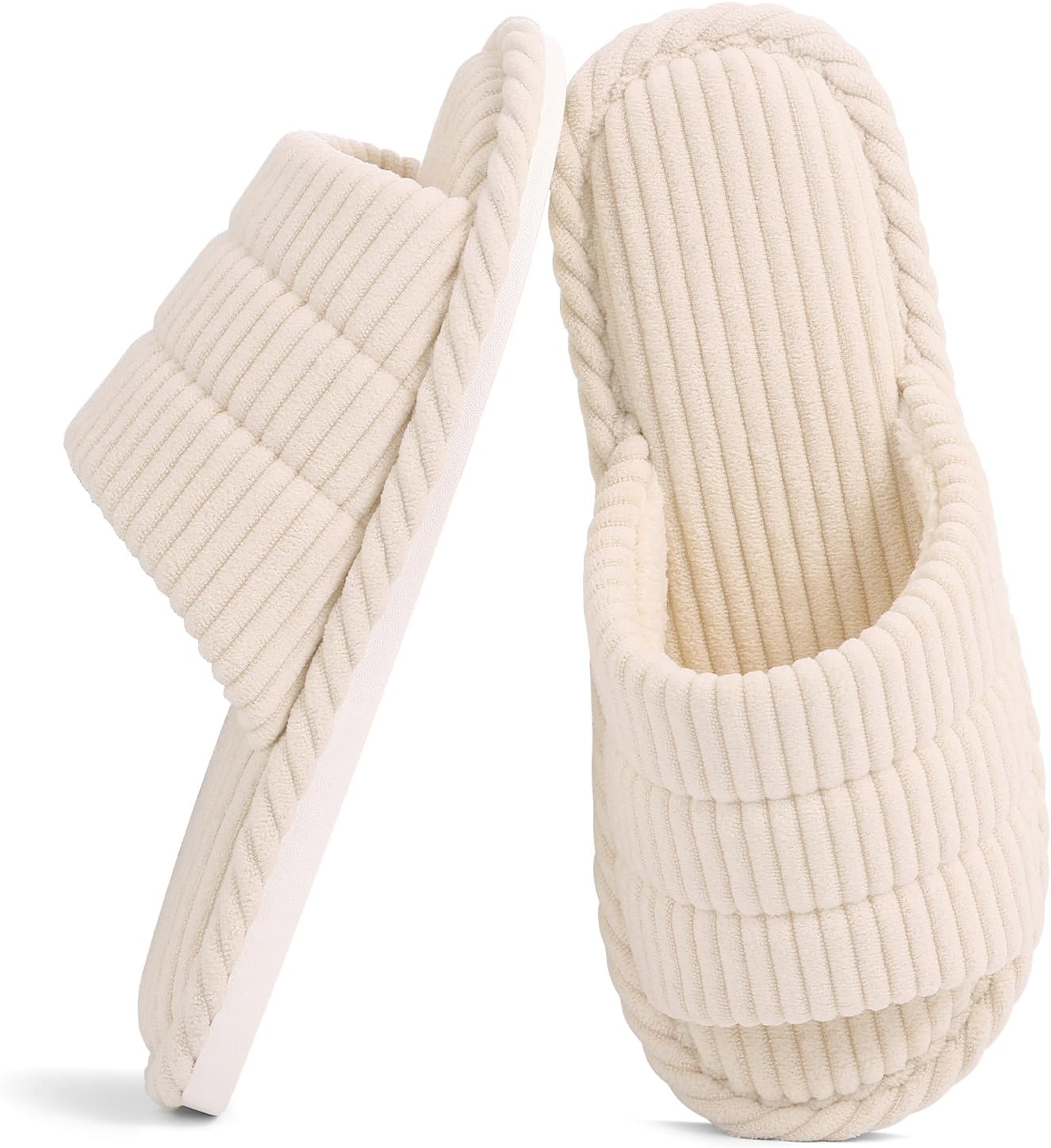 

Женские и мужские домашние тапочки Shevalues Summer, дышащие с вафельной текстурой, открытый носок, для использования дома, бежевый