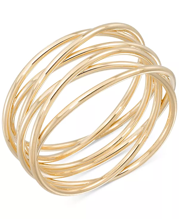 

Полированное переплетающееся многорядное кольцо-крестообразный узор из 14-каратного золота Macy'S, yellow