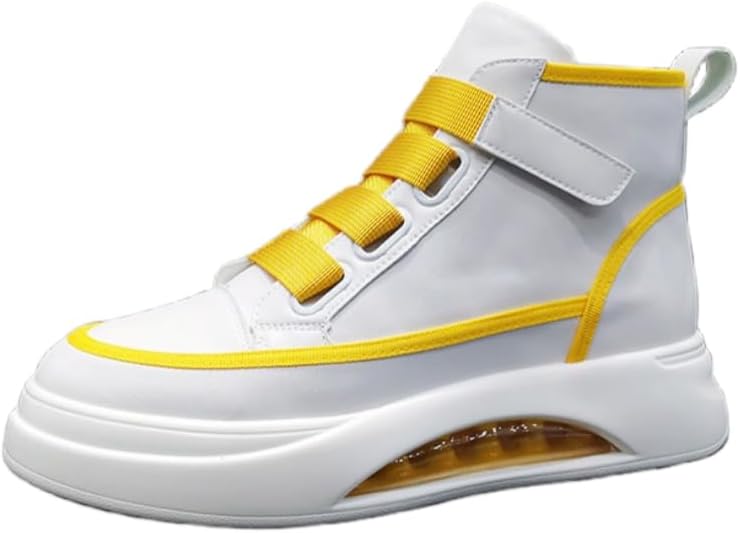 

Мужские высокие кроссовки на шнуровке - однотонный дизайн для повседневного уличного стиля Hoalox, желтый