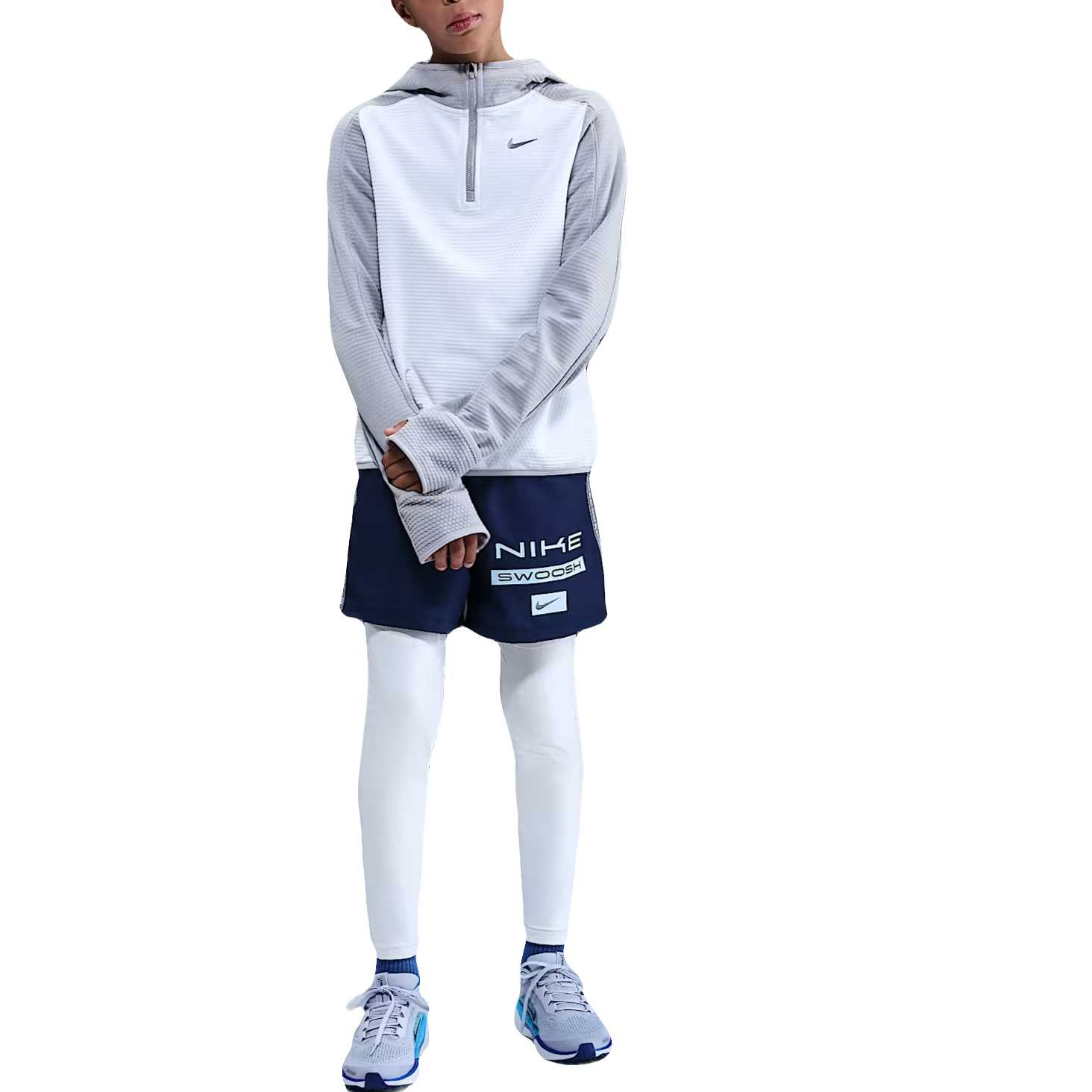 Толстовка Therma FIT для подростков Nike, белый/серый — фото 2