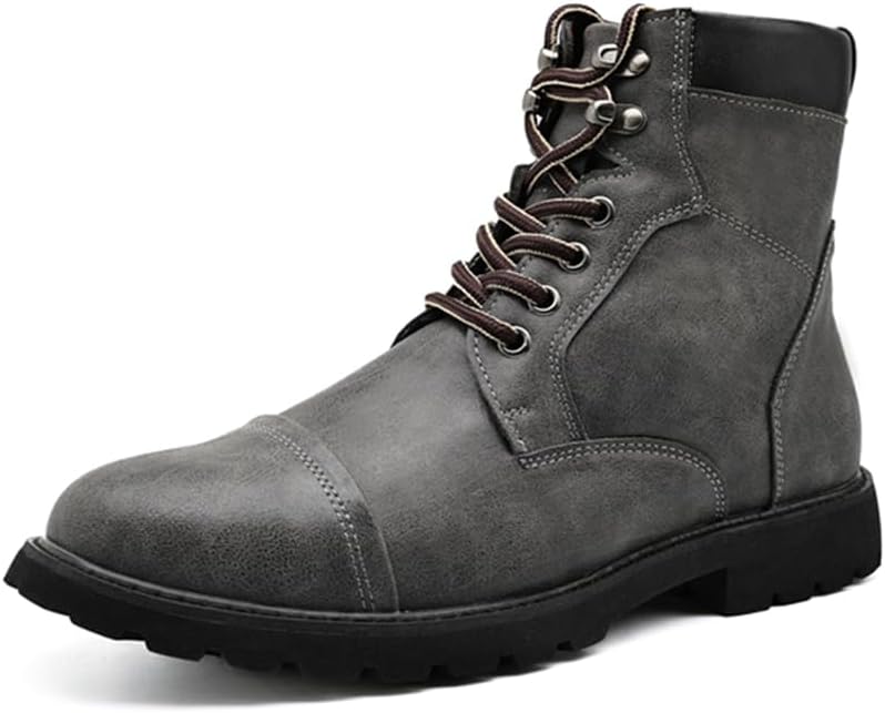 

Мужские ботинки Lanverth с круглым носком и шнуровкой, мотоциклетные, повседневные, боевые, классические ботинки до щиколотки для осени и зимы, 9188 Gray