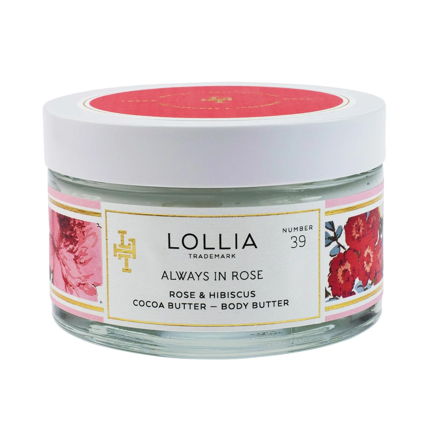 LOLLIA Always in Rose Body Butter, 150 г - Аромат розы и гибискуса - Масло ши и какао, лосьон для тела для женщин, увлажняющий и разглаживающий крем для тела., gold