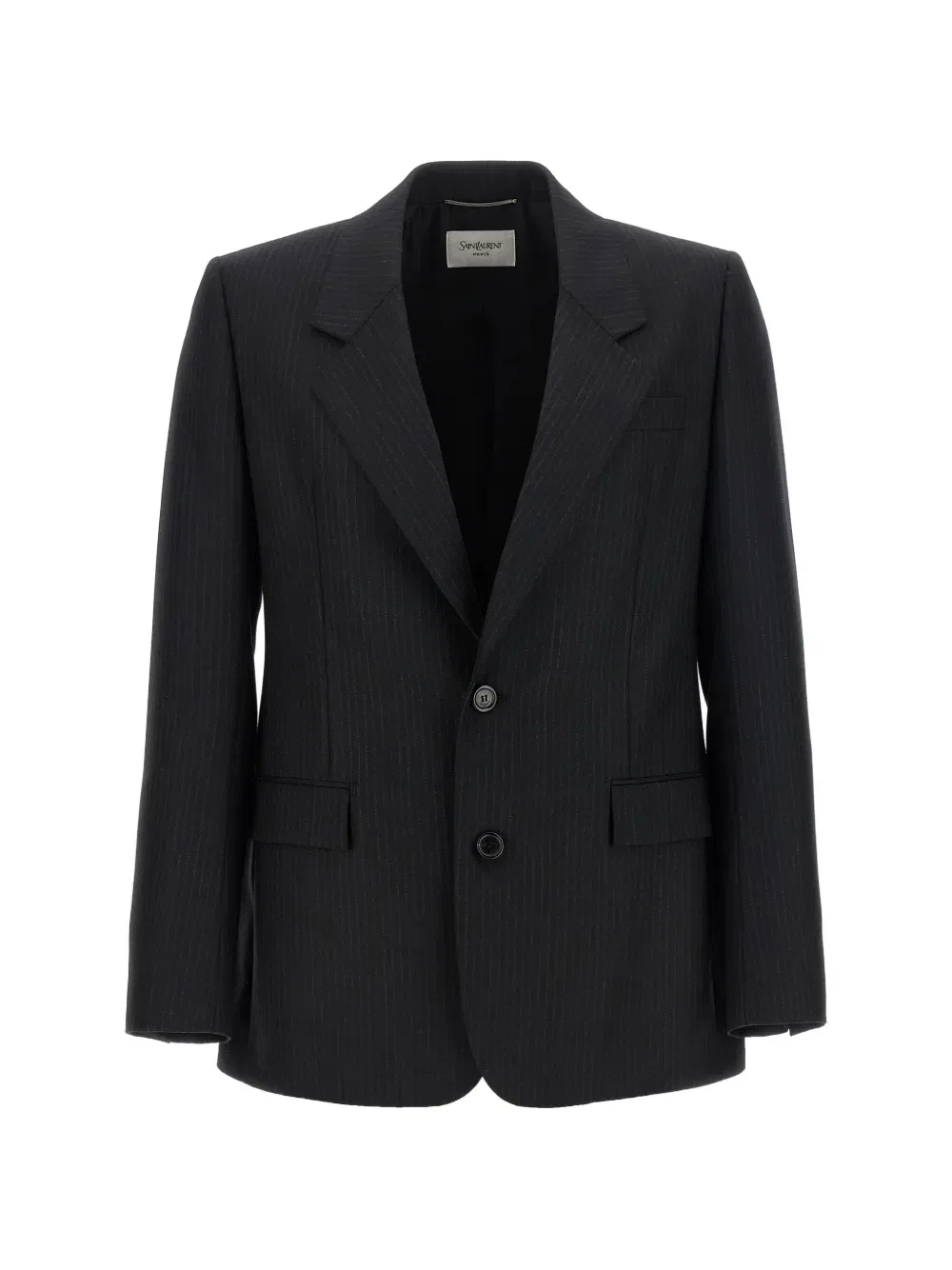 Шерстяной блейзер в тонкую полоску Saint Laurent, серый