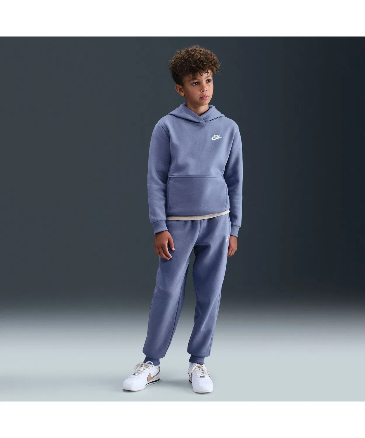 Детская флисовая худи Nike Club Fleece с длинным рукавом, серо-голубая — фото 2