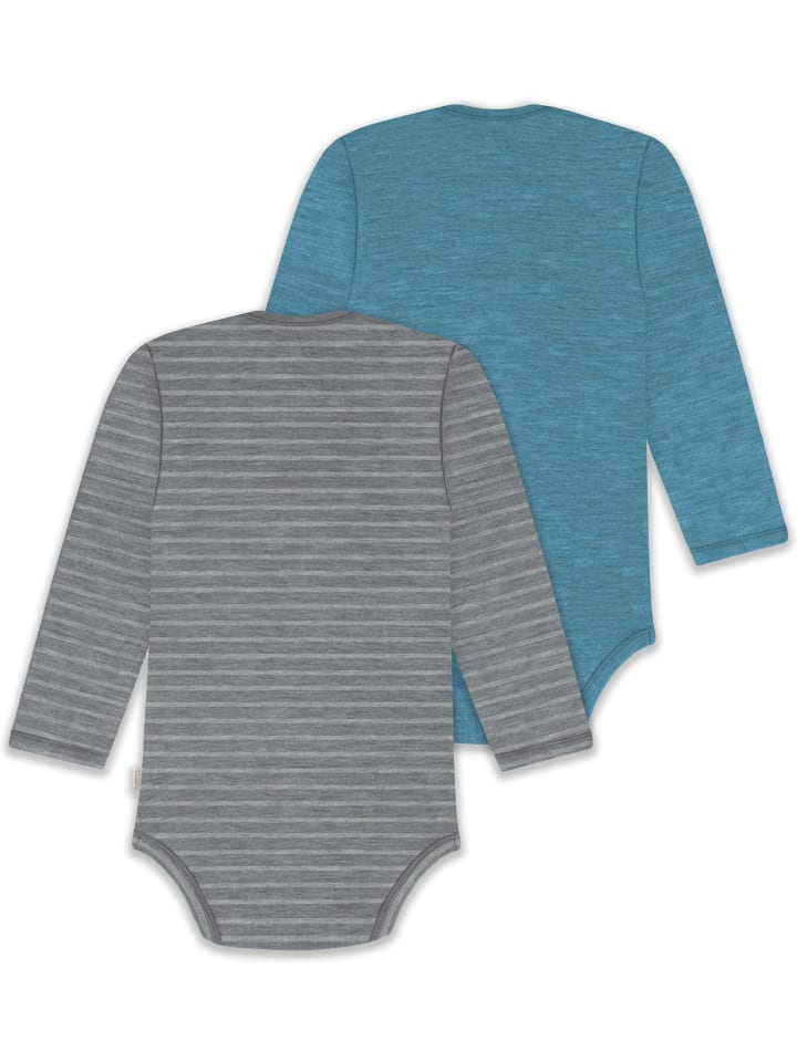 Normani Outdoor Sports Комплект из 2 детских боди с длинными рукавами из мериносовой шерсти, цвет Окленд, серый/голубой — фото 2