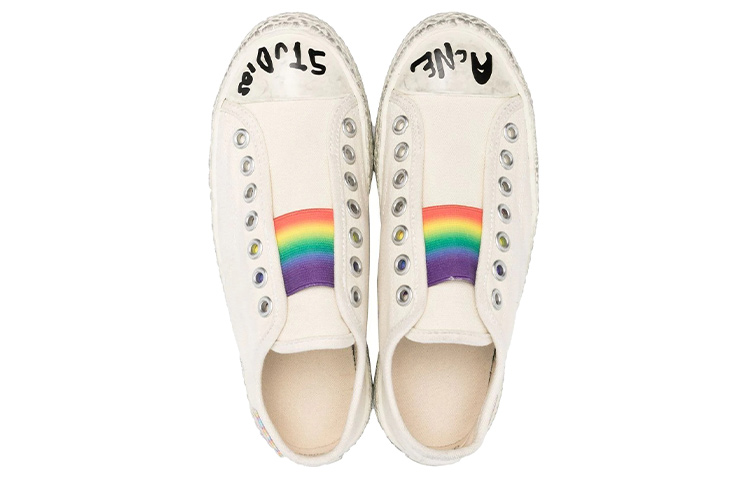Кеды Logo Low top Stylish Skateboarding Shoes Women's Beige Distressed Acne Studios — фото 4