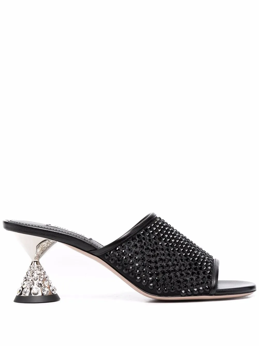 Босоножки с кристаллами MIU MIU, черный