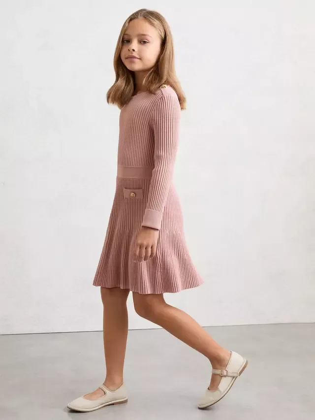 Детское трикотажное платье-трапеция Шарлотта, розовое Reiss — фото 3