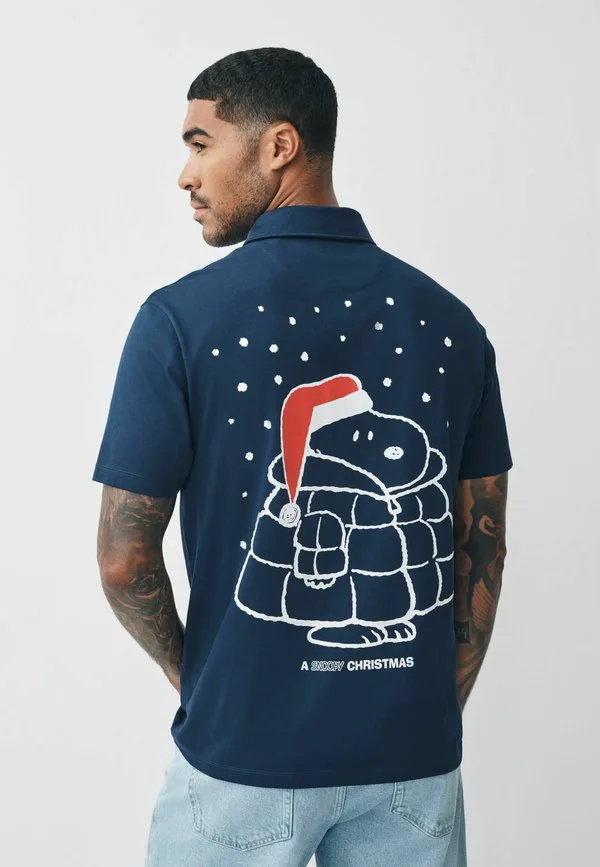 Рождественская рубашка-поло стандартного кроя Next, Navy Blue Snoopy