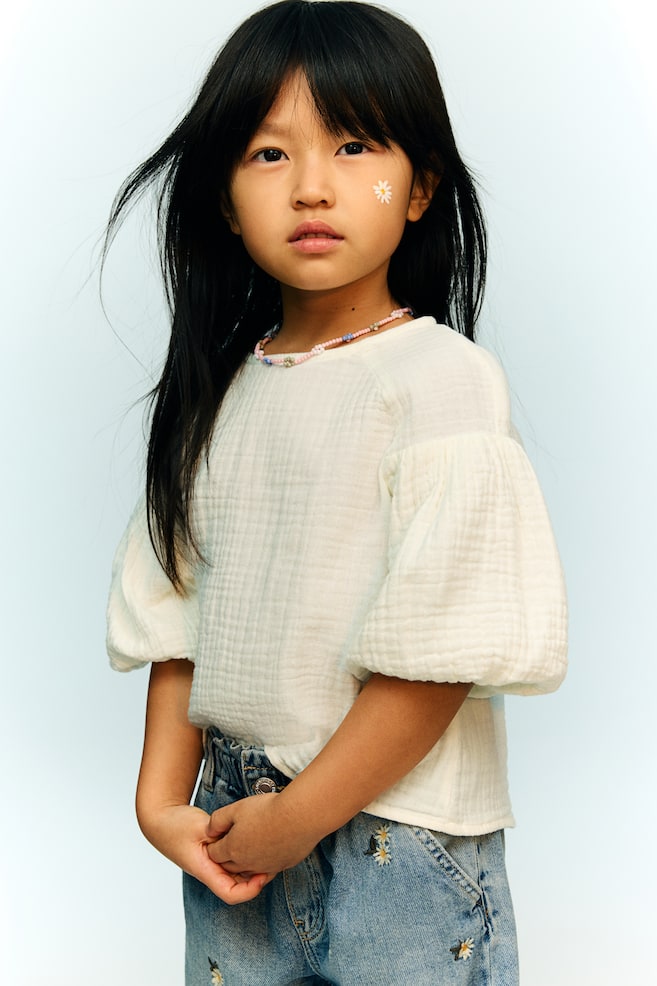 

Блузка из хлопкового муслина H&M, белый