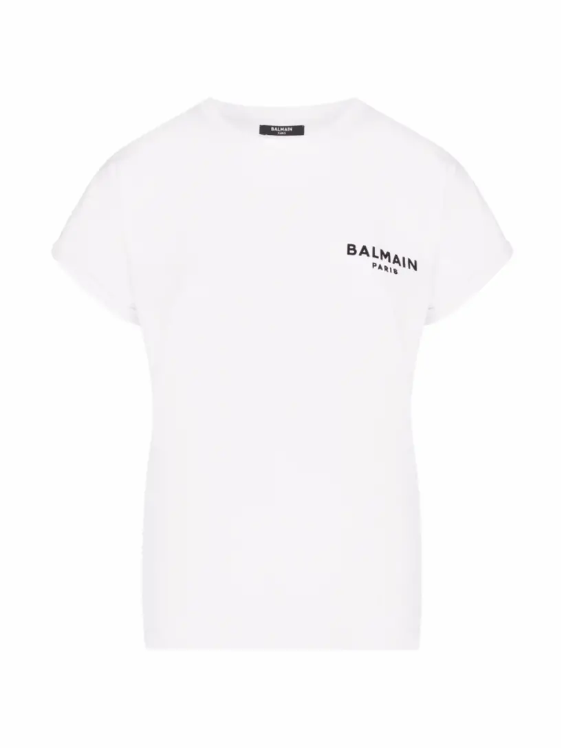 

Хлопковая футболка с логотипом Balmain, белый