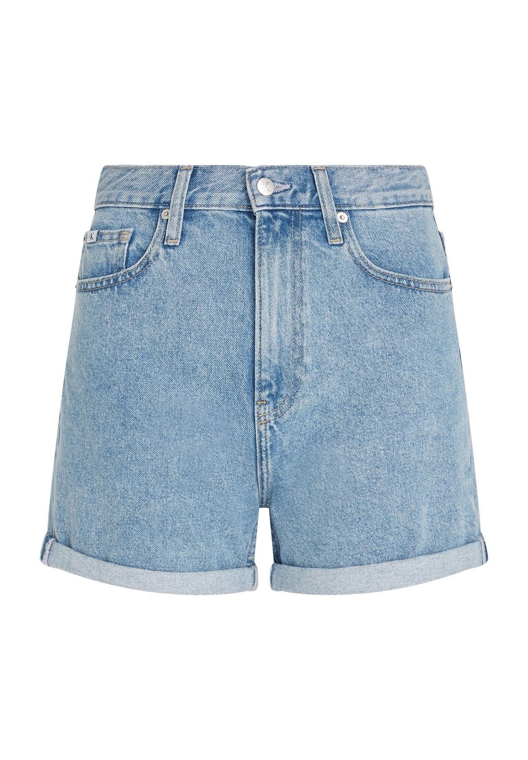 

Шорты джинсовые, пятикарманные, с заклепками на карманах, женские Calvin Klein Jeans, цвет Denim Medium