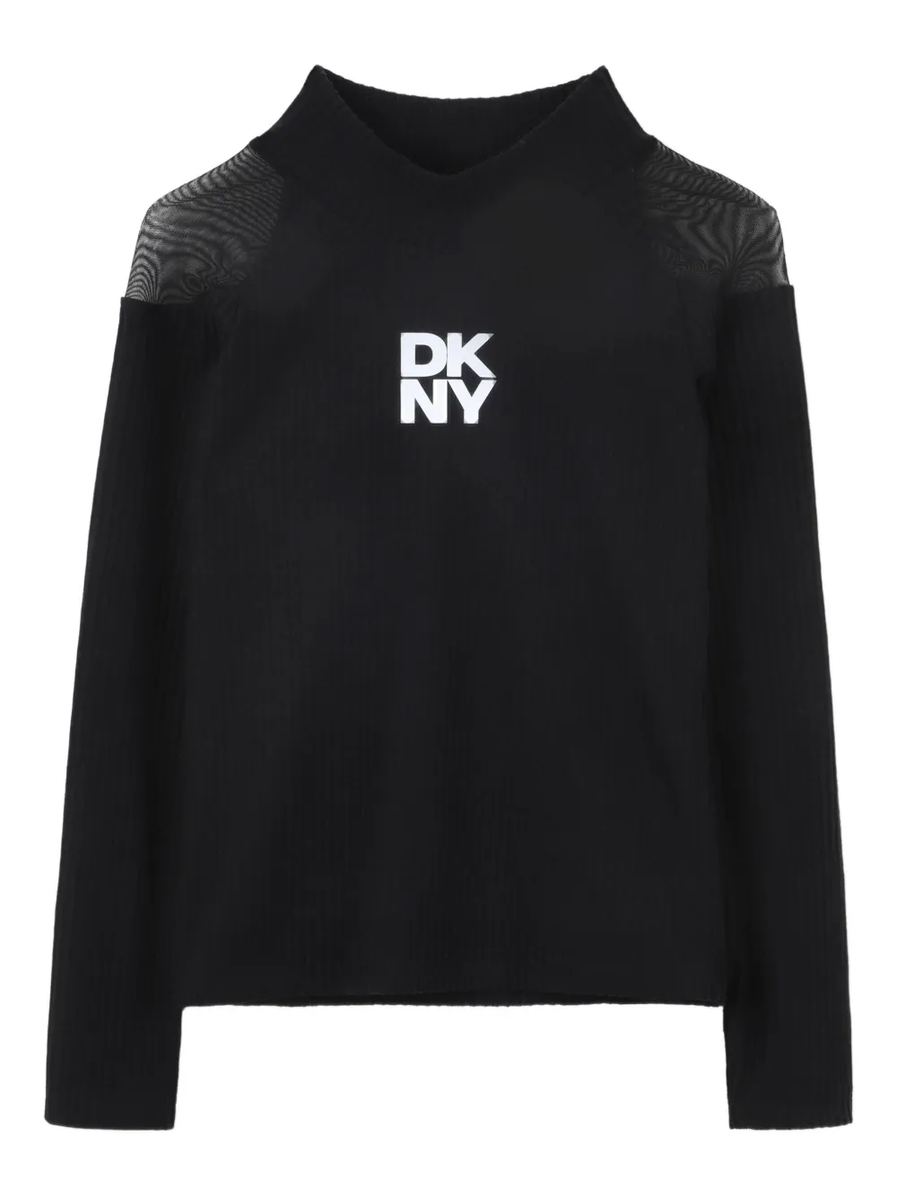 

Топ с высоким воротником и прозрачными вставками Dkny Kids, черный