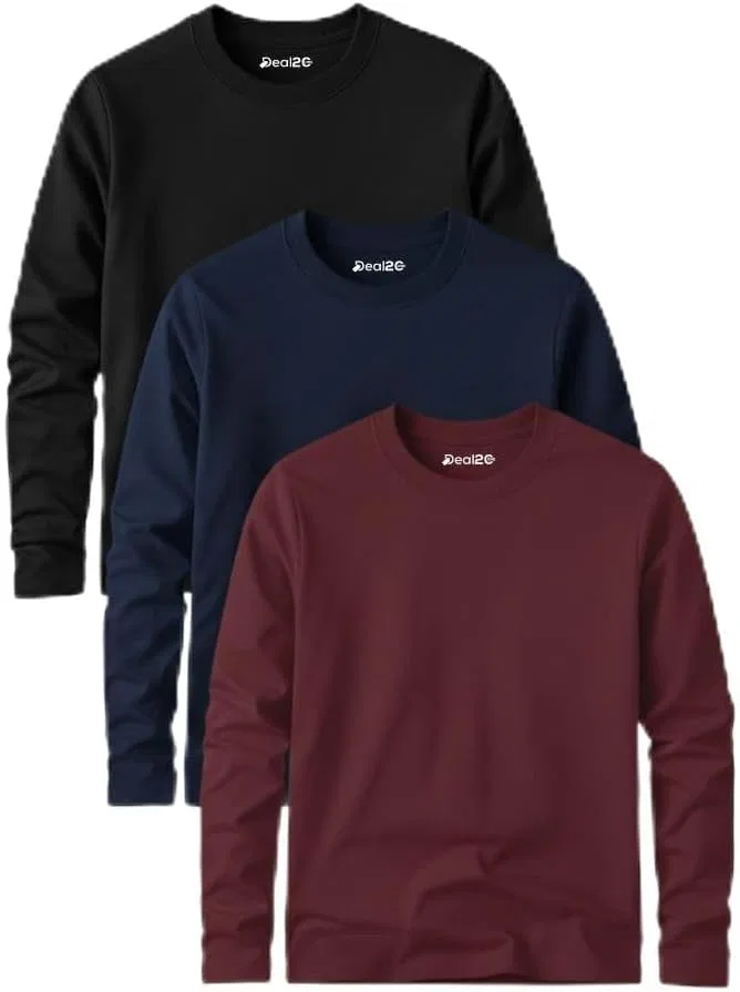 Футболка с длинным рукавом, Generic, набор из 3 шт, Black, Navy Blue, Maroon