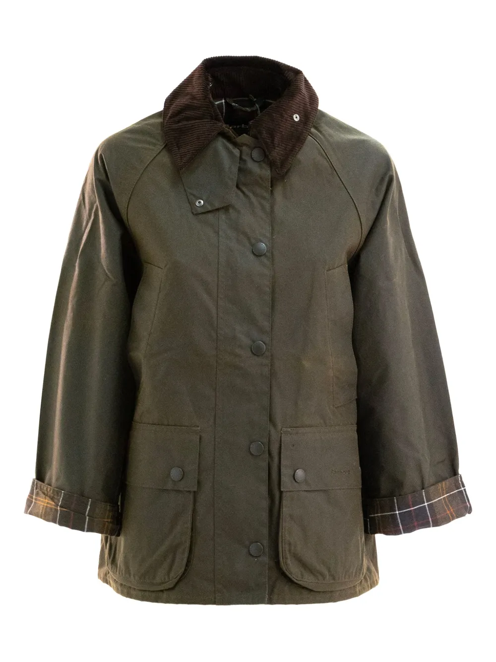 

Куртка с вельветовым воротником и манжетами в клетку тартан Barbour, зеленый