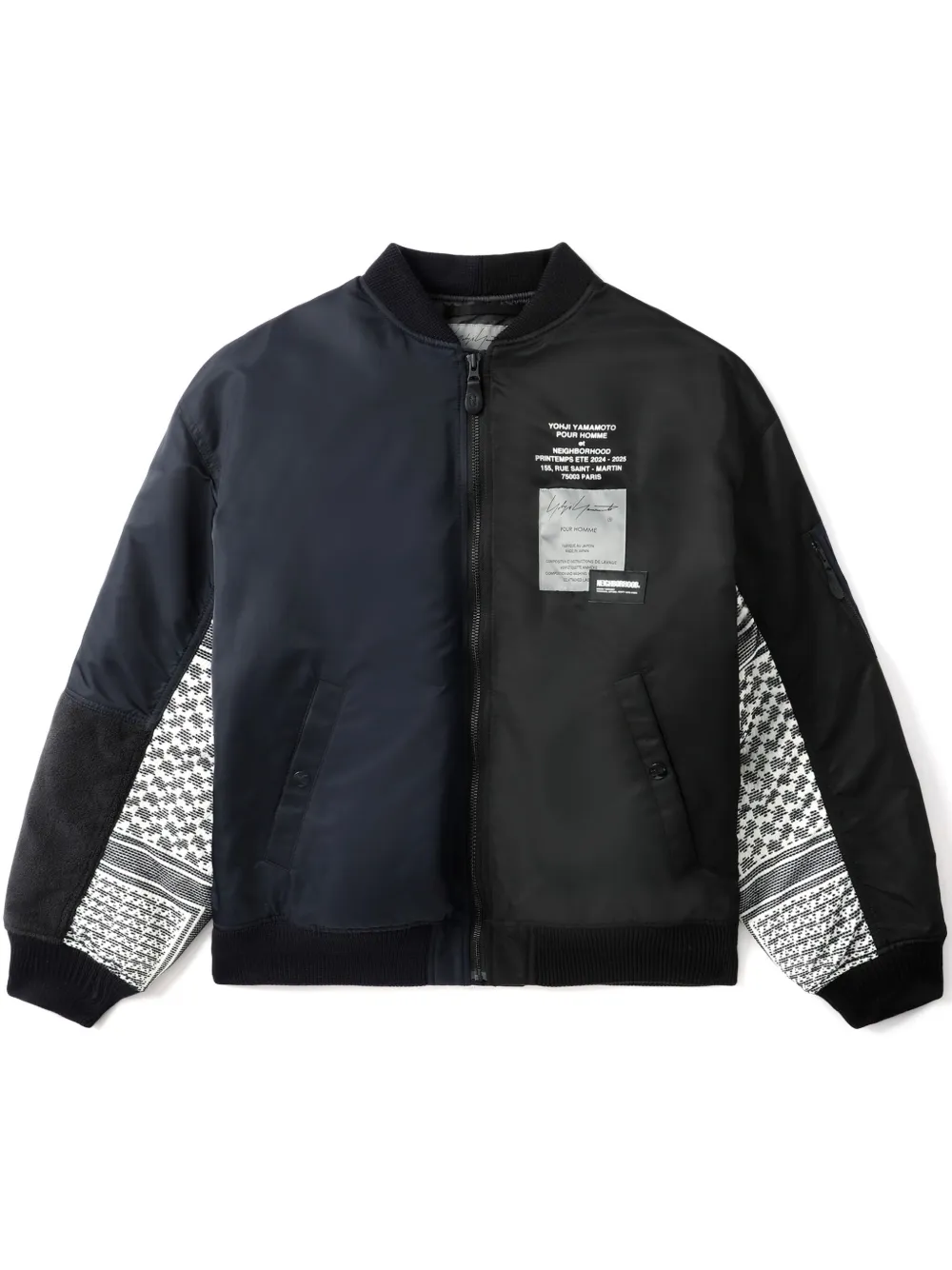 

Бомбер с контрастными рукавами Yohji Yamamoto, черный