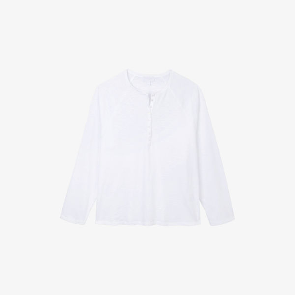 

Рубашка-поло Henley The White Company хлопковая с длинным рукавом, белый