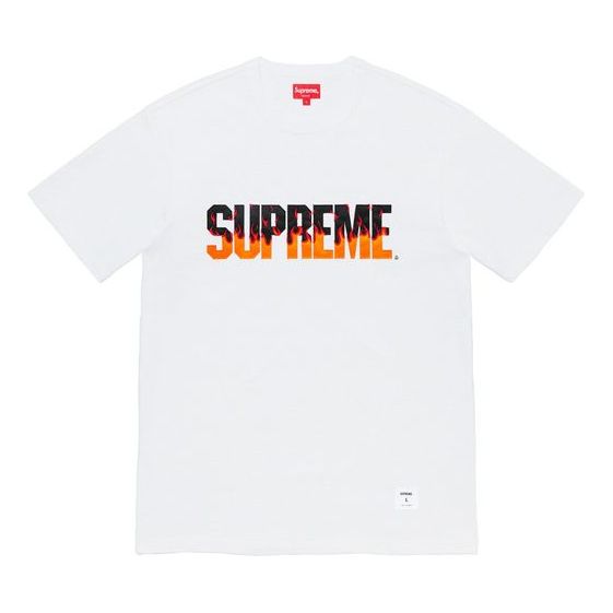 

Футболка fw19 week 1 flame ss top logo tee Supreme, белый