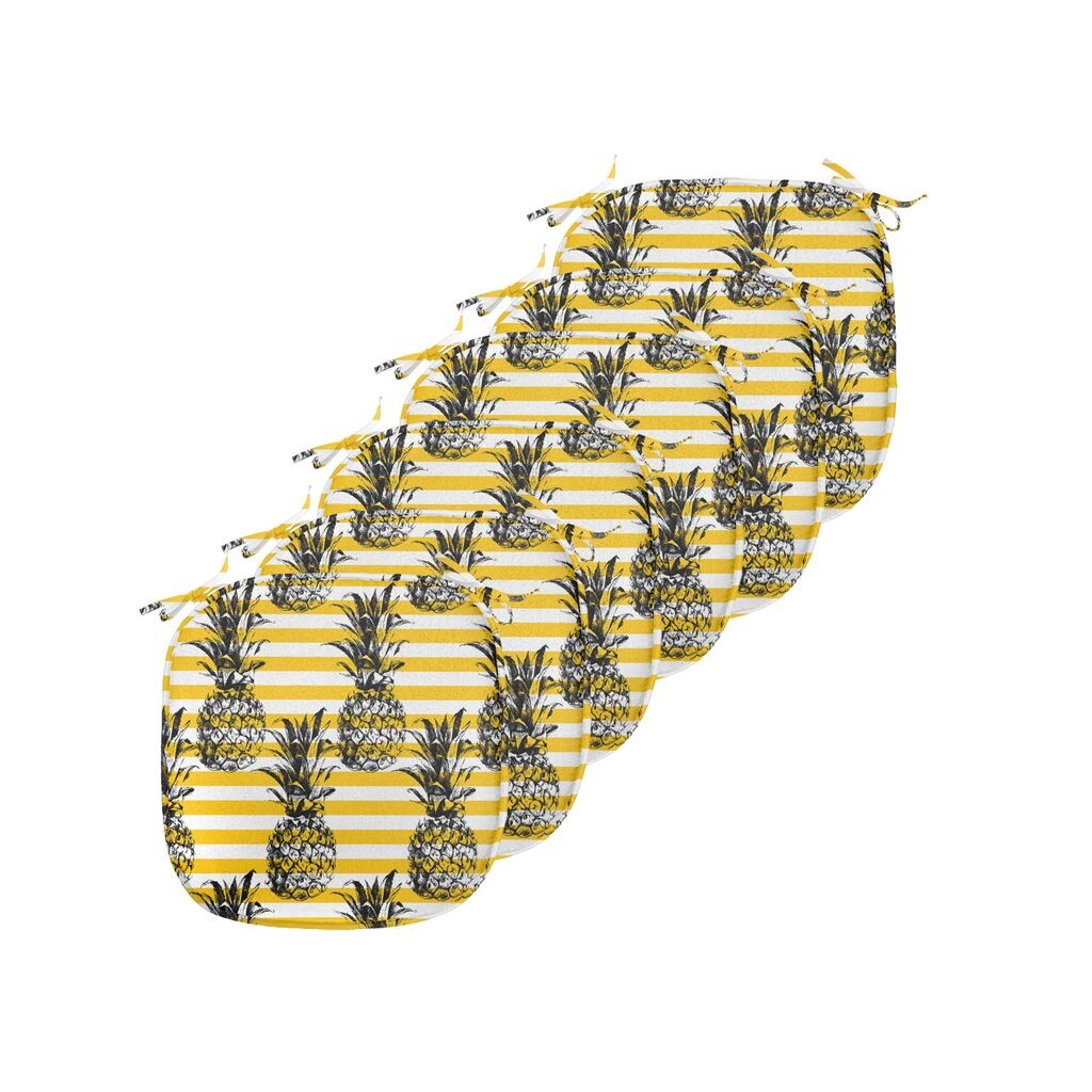 

Подушки на обеденный стул ABAKUHAUS Fruit, современный мотив ананаса, декоративная водонепроницаемая подушка с ремнями для кухонных сидений, 40 см x 40 см — упаковка из 6 шт., земляно-желтый белый
