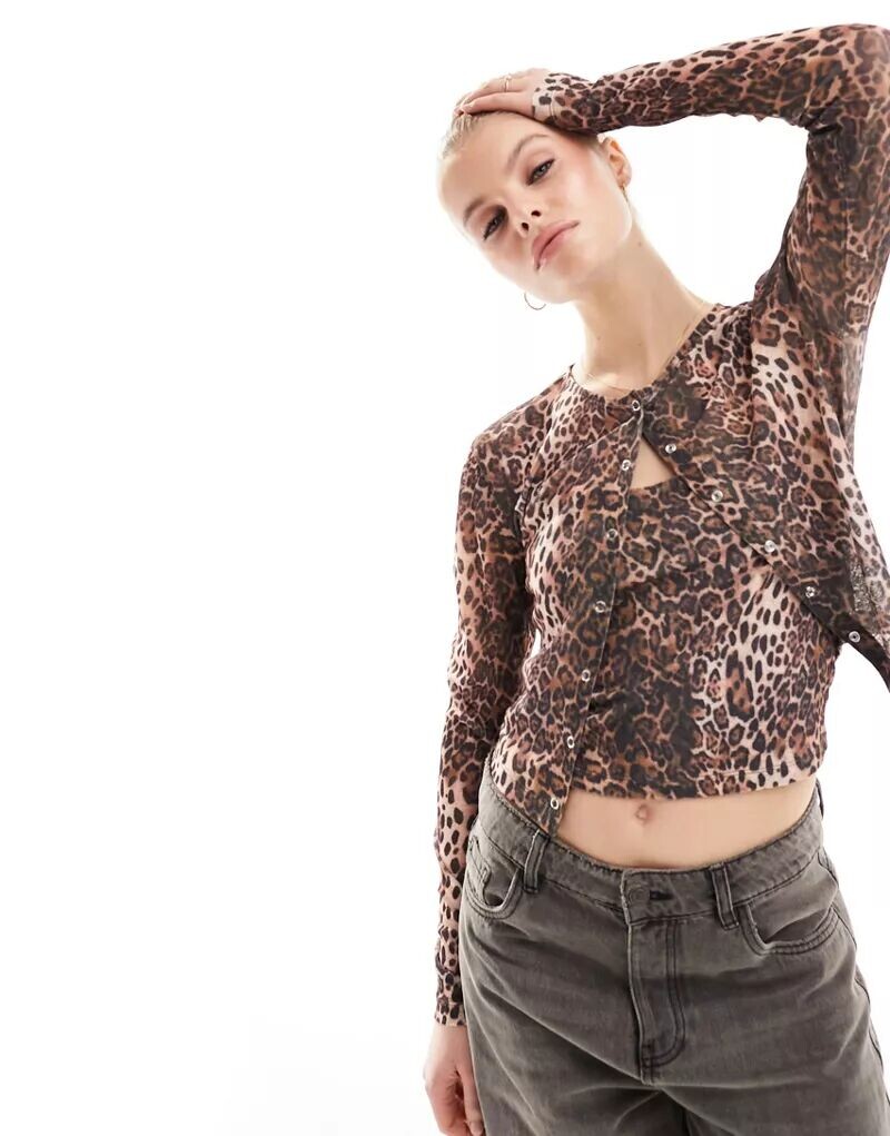 

Леопардовый кардиган и майка 2 в 1 ASOS