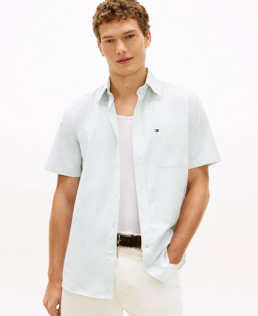 Мужская полосатая рубашка Оксфорд с коротким рукавом Tommy Hilfiger, Crushed Mint / Stripe