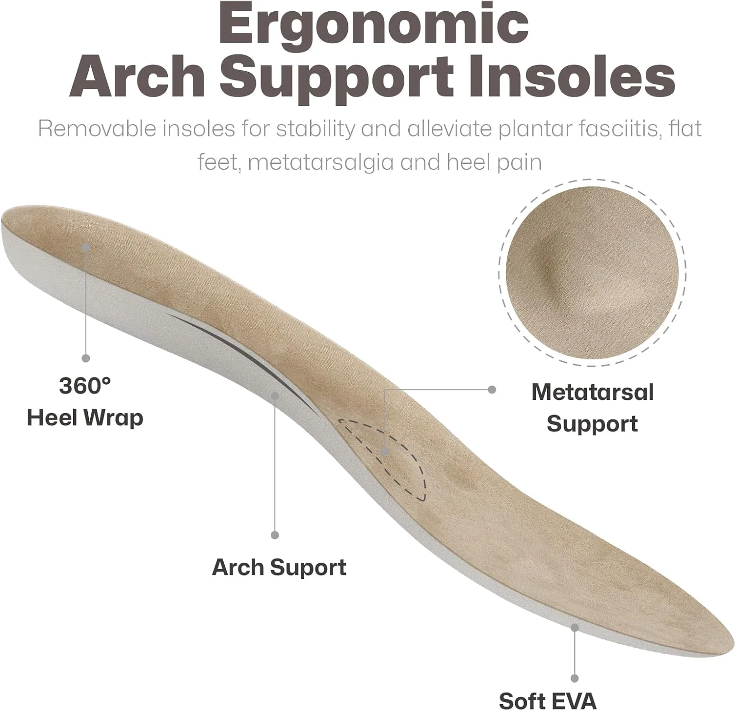 

Мужские слипоны, мужские лоферы из ткани с поддержкой свода стопы, ортопедические мужские мокасины при плантарном фасците, обувь для дома и улицы для облегчения боли WALK·HERO COMFORT AND SUPPORT, коричневый