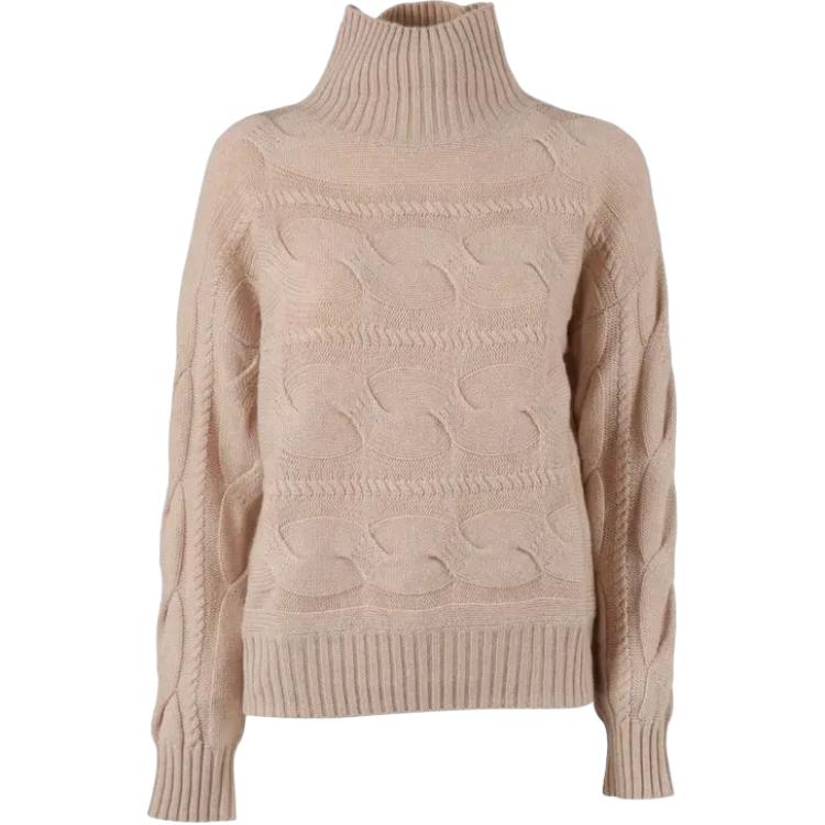 

Кабельный свитер с высоким горлом MaxMara Studio, бежевый