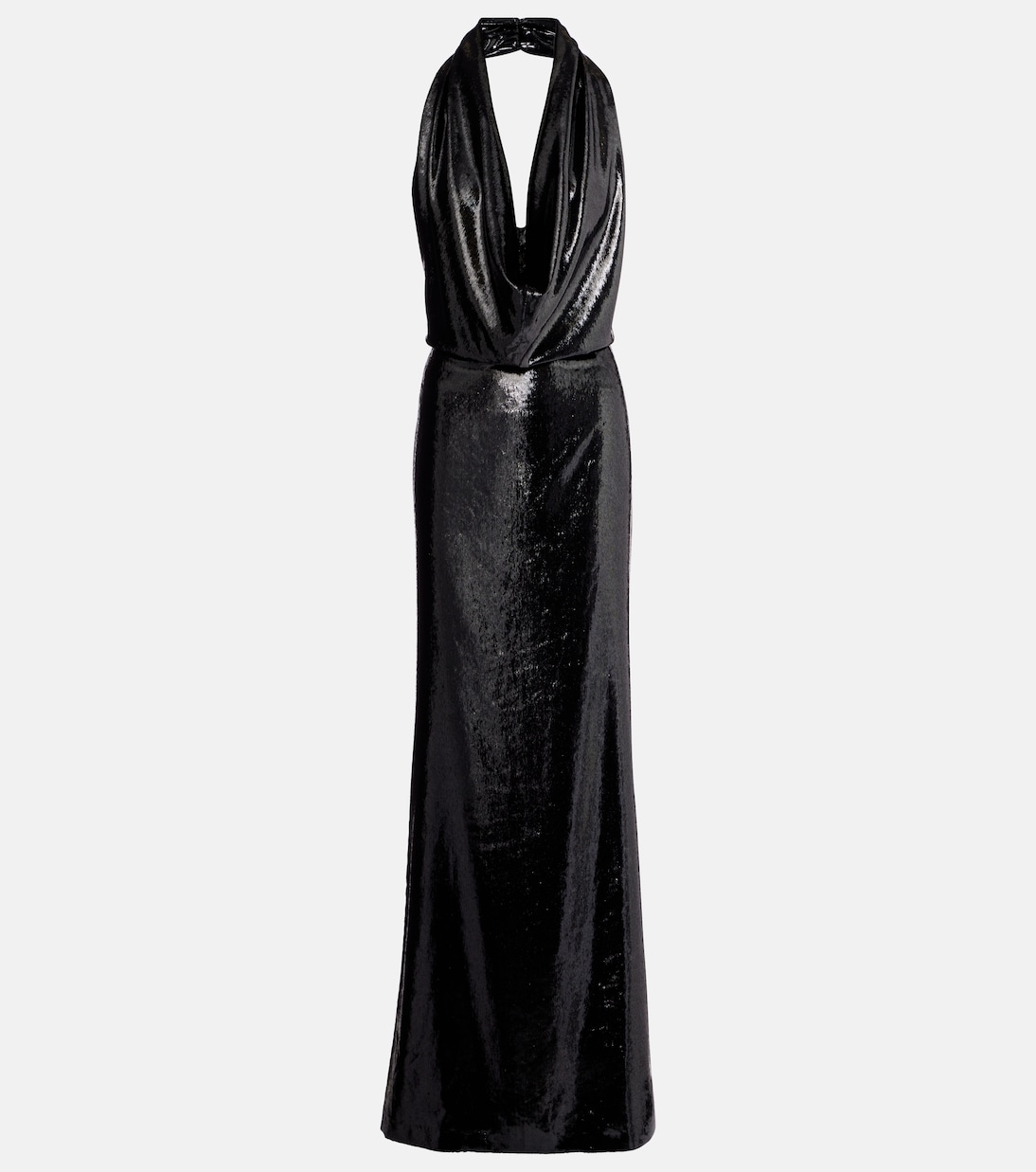 

Бархатное платье с халтернеем Stella McCartney, черный