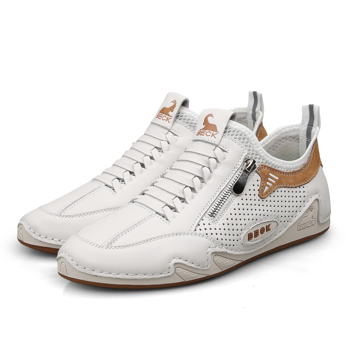 BECK Кроссовки Casual Cushioning Coverage Low Top Unisex бело-коричневые, цвет White Brown — фото 3
