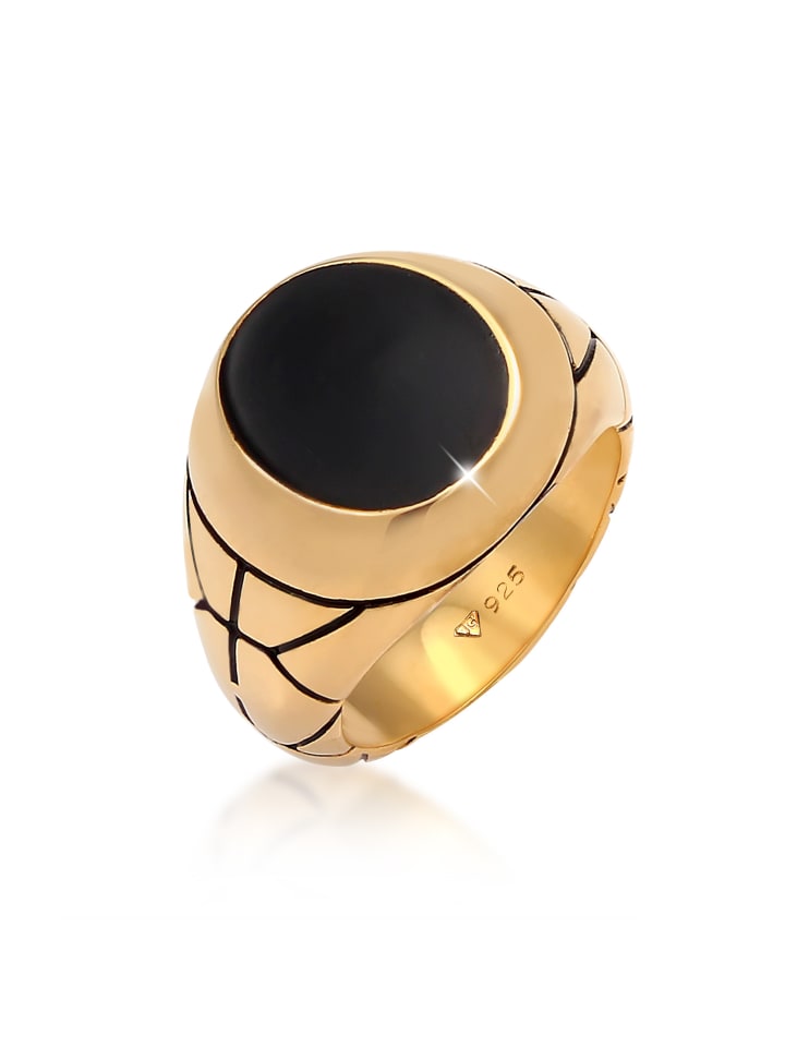 

KUZZOI Кольцо-печатка из серебра 925 пробы с золотым покрытием